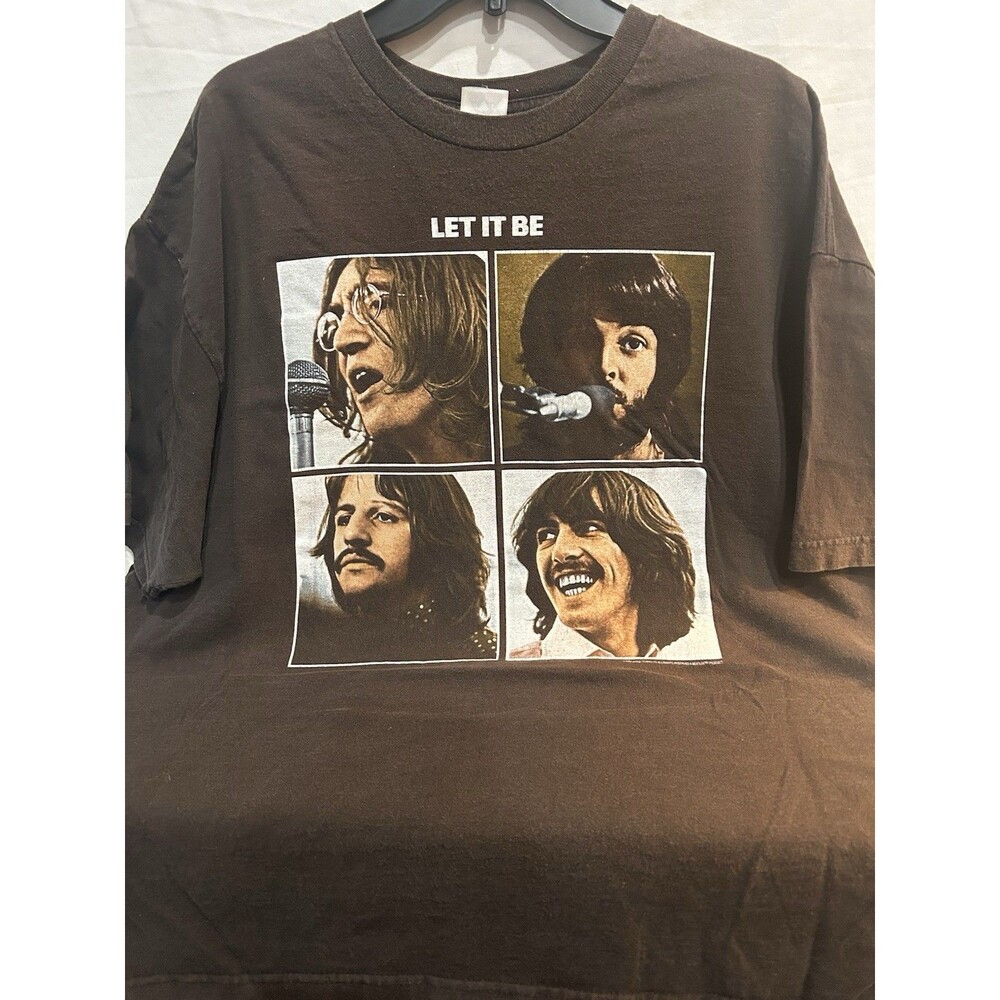Vintage Beatles “Let It Be” Shirt Brown Men's 2XL Alstyle Apparel & Activewear